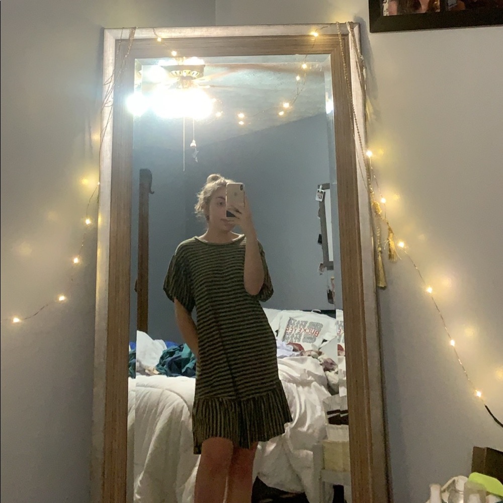striped ruffle dress